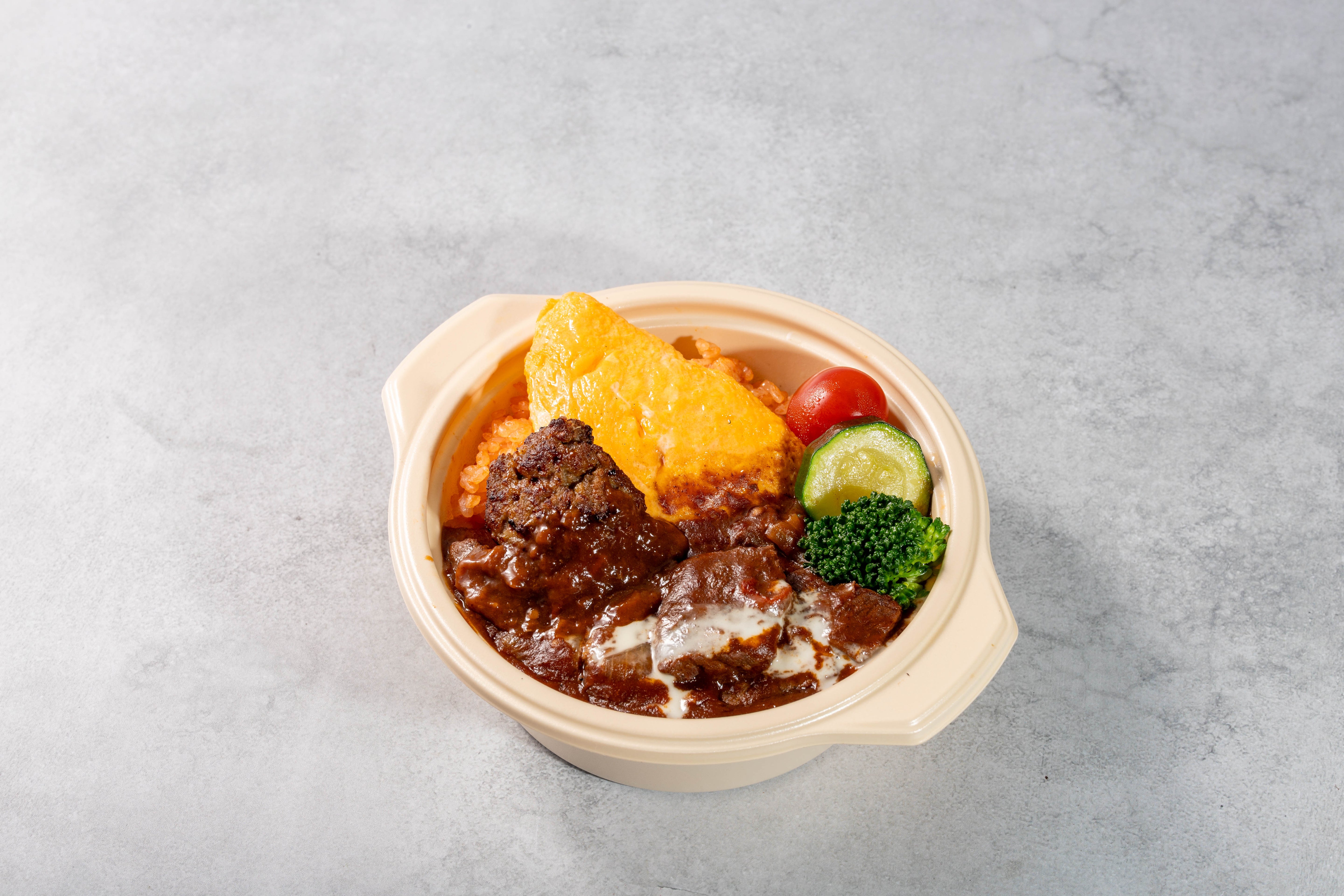 【本店限定】22日(土)23日(日)過去一、贅沢かつボリューミー『特製ビーフシチューオムライス 和牛入りハンバーグ乗せ』